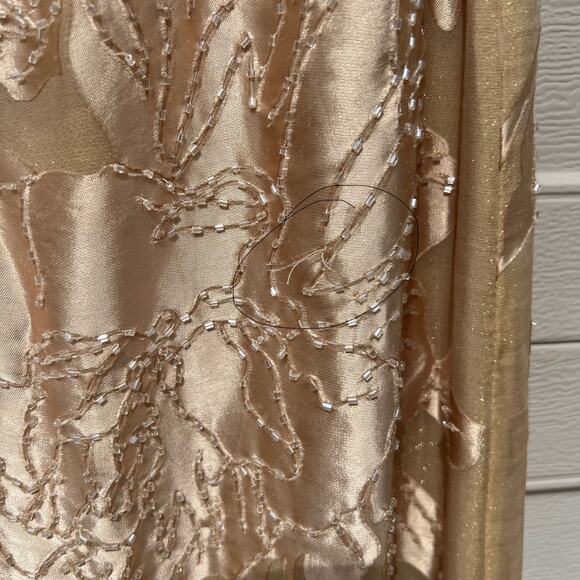 Sue Wong Nocturne Silk Beaded Halter Dress Gold Sz 8 Fringe Flapper Gatsby 30s - Picture 15 of 16